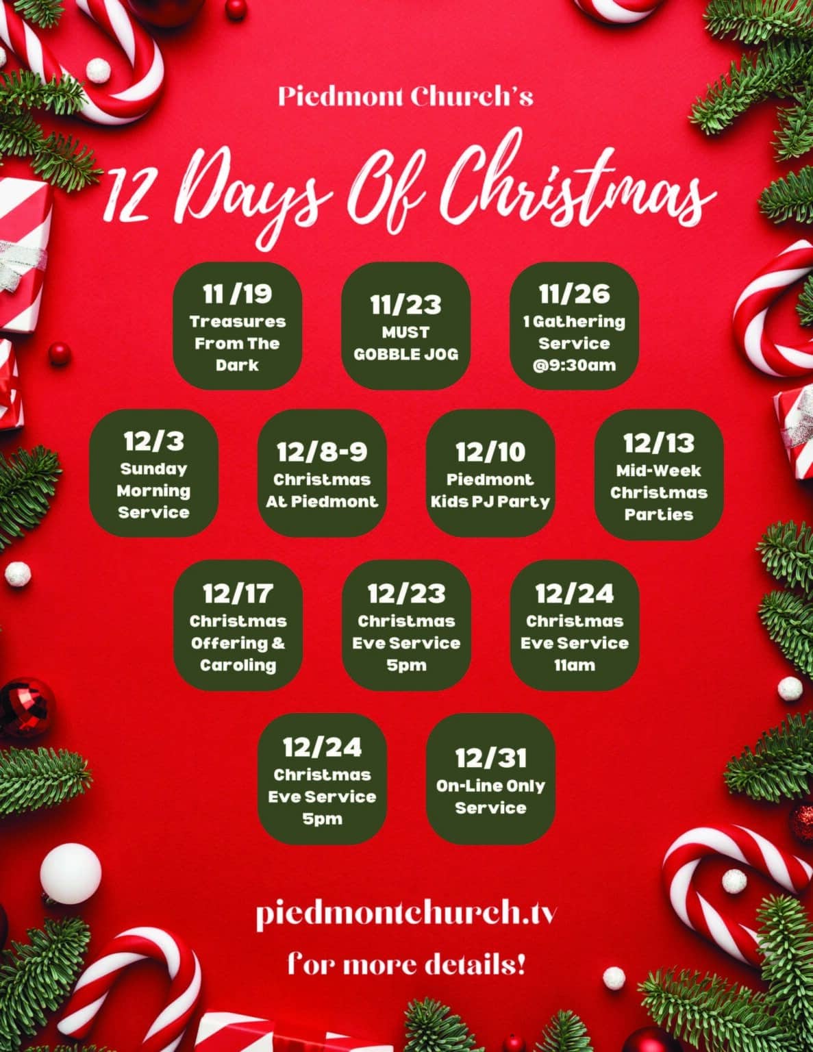 Piedmont 12 Days Of Christmas Piedmont Church